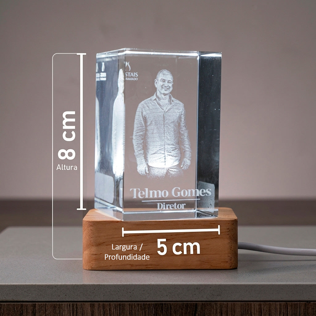 Cristal com foto 3D