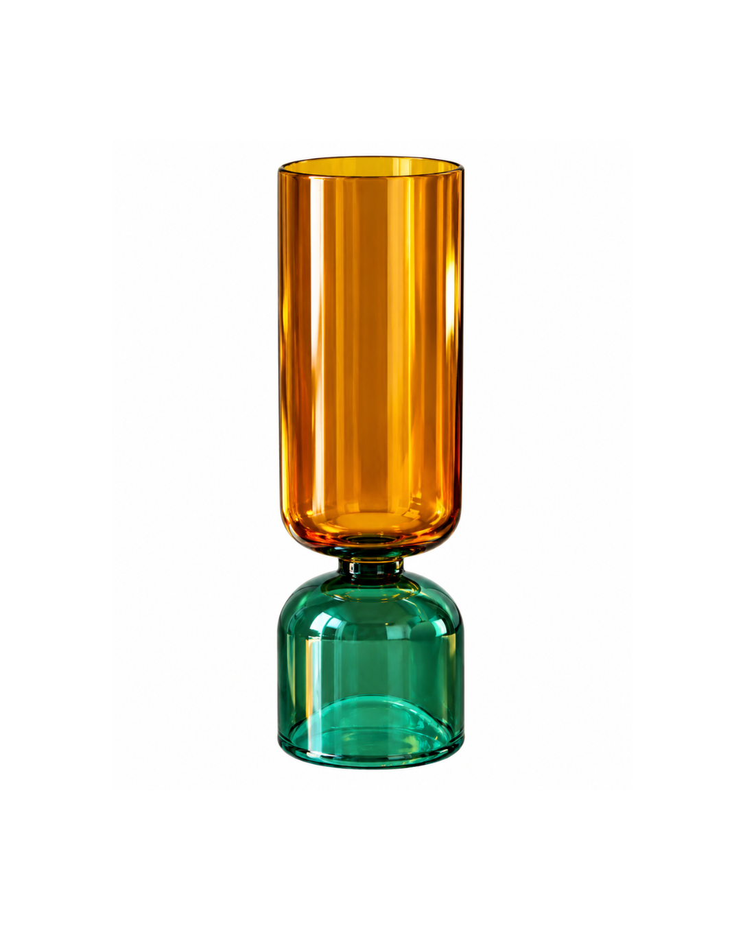 Vaso de Cristal verde e âmbar